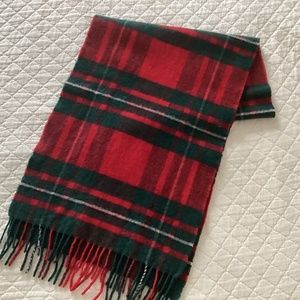 Carole M. Studio burgundy red, dk green plaid 100% lambs wool  Made W Germany